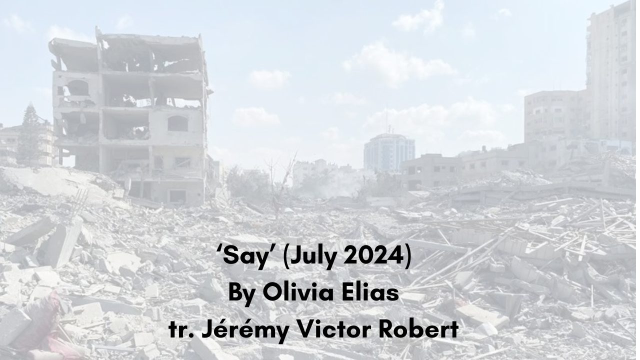 ‘Say’ (July 2024) New Poetry by Olivia Elias tr.